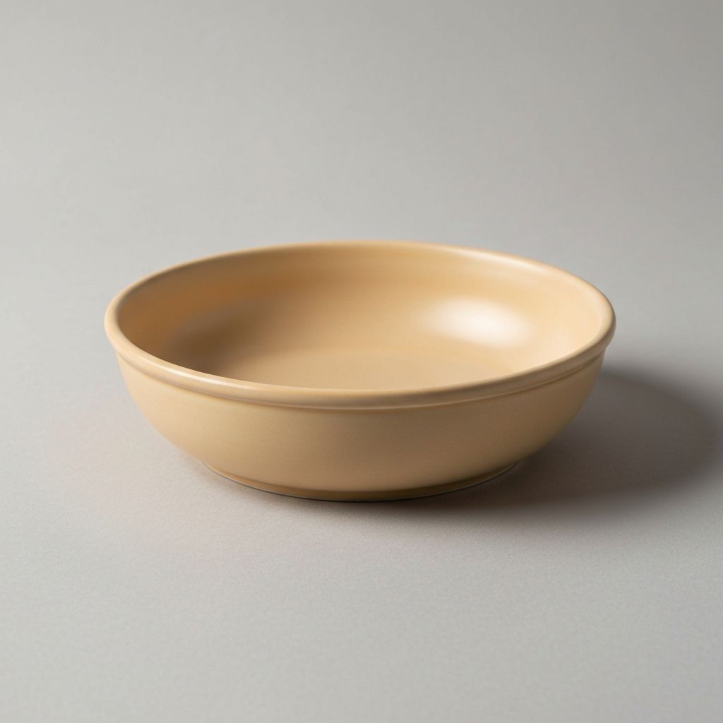 Sandbeige Keramikschale mit dezenter Rand-Struktur